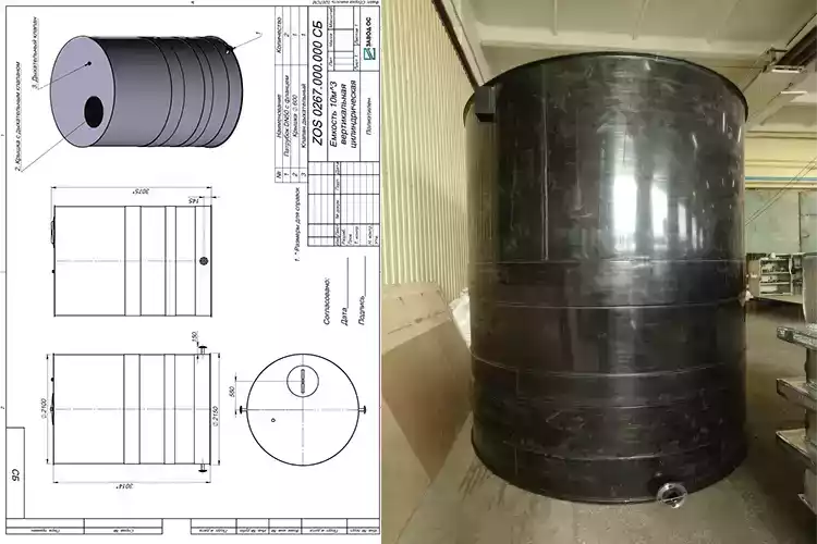 Полиэтиленовая вертикальная ёмкость на 10 м3